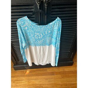 Lilly Pulitzer blue floral Finn long sleeve xxl new